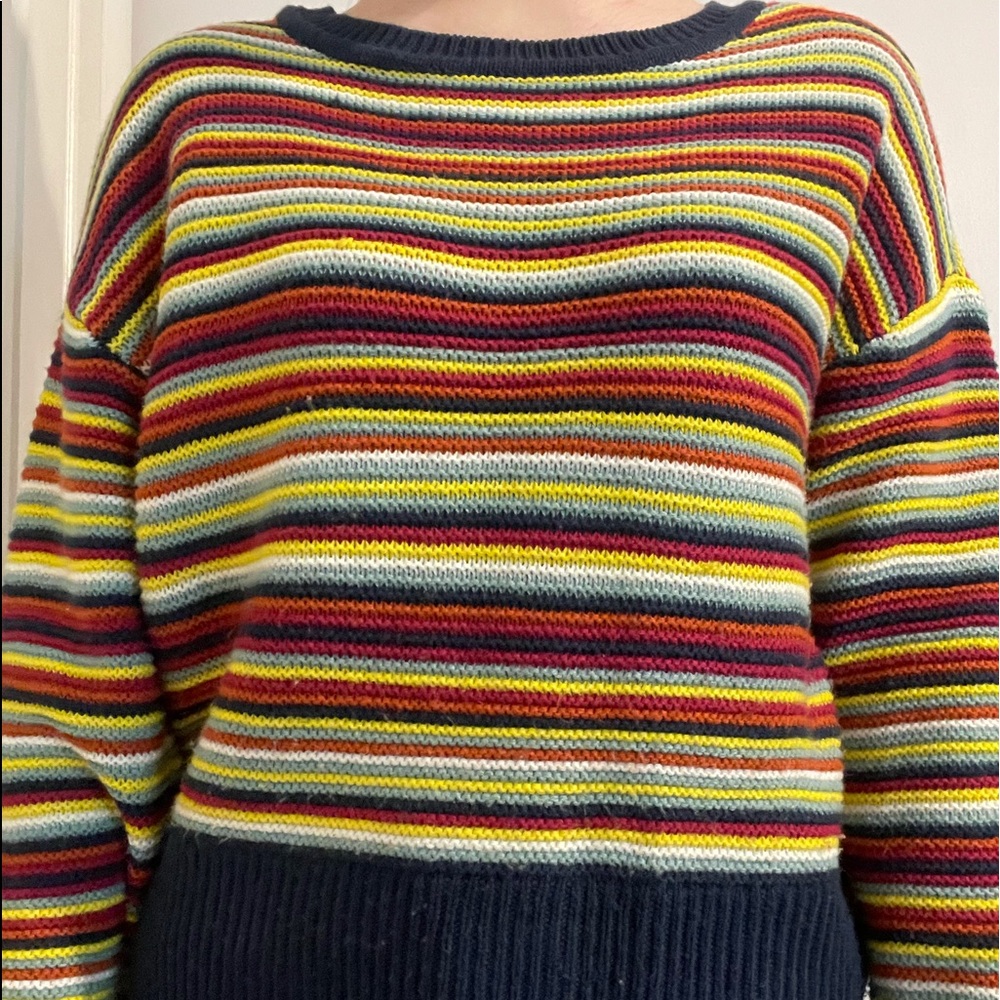 multi colored striped sweater
